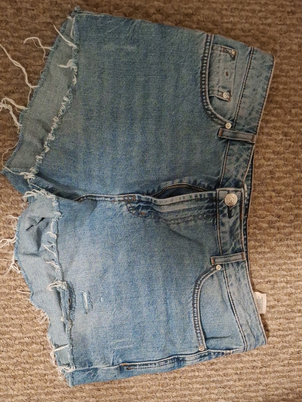 Seven7 Light Blue Frayed Denim Shorts